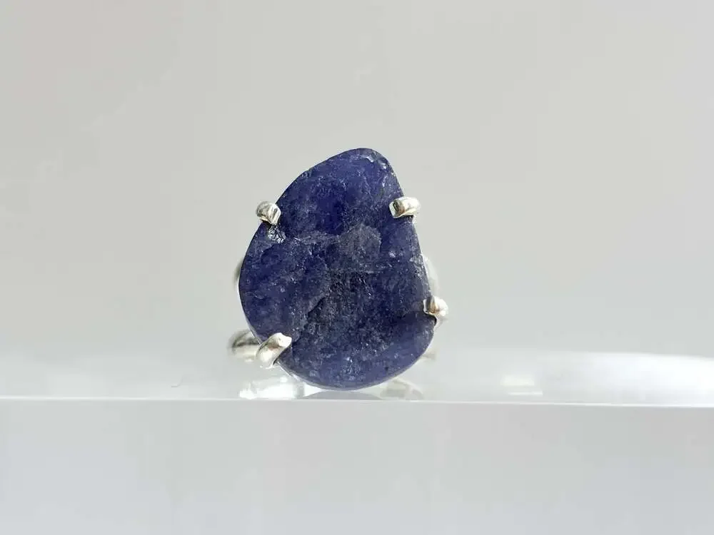ARYA Rough Tanzanite Solitaire Gemstone Sterling Silver Claw Prong Set 925 Vinta